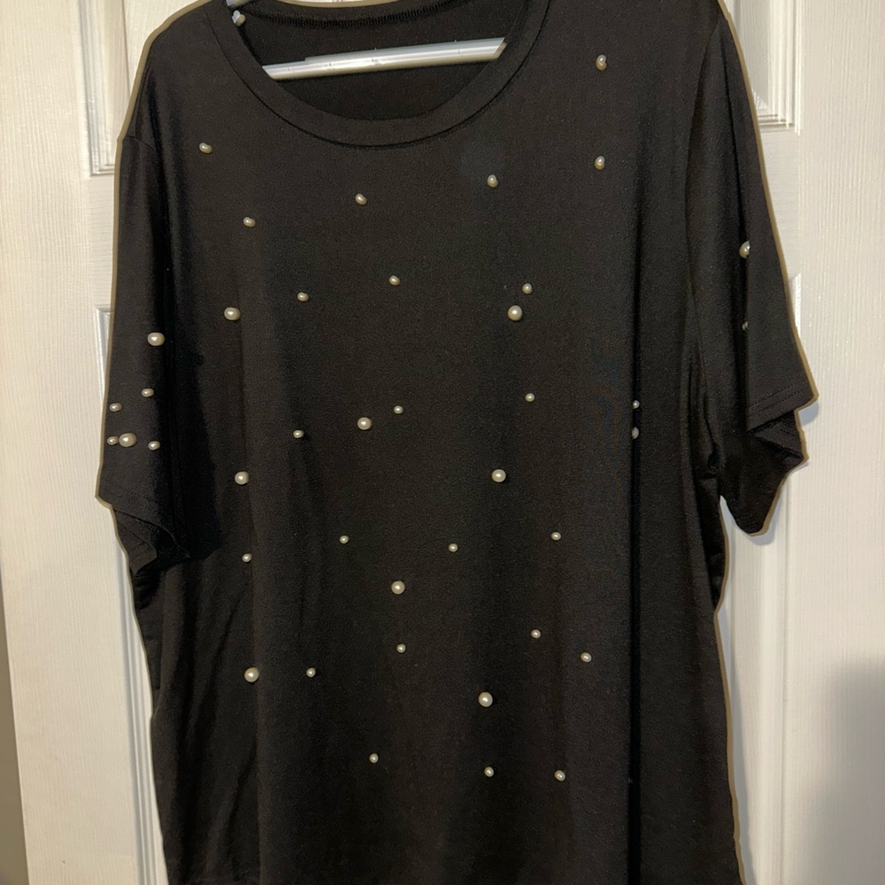SHEIN Black Top with Pearl Accents